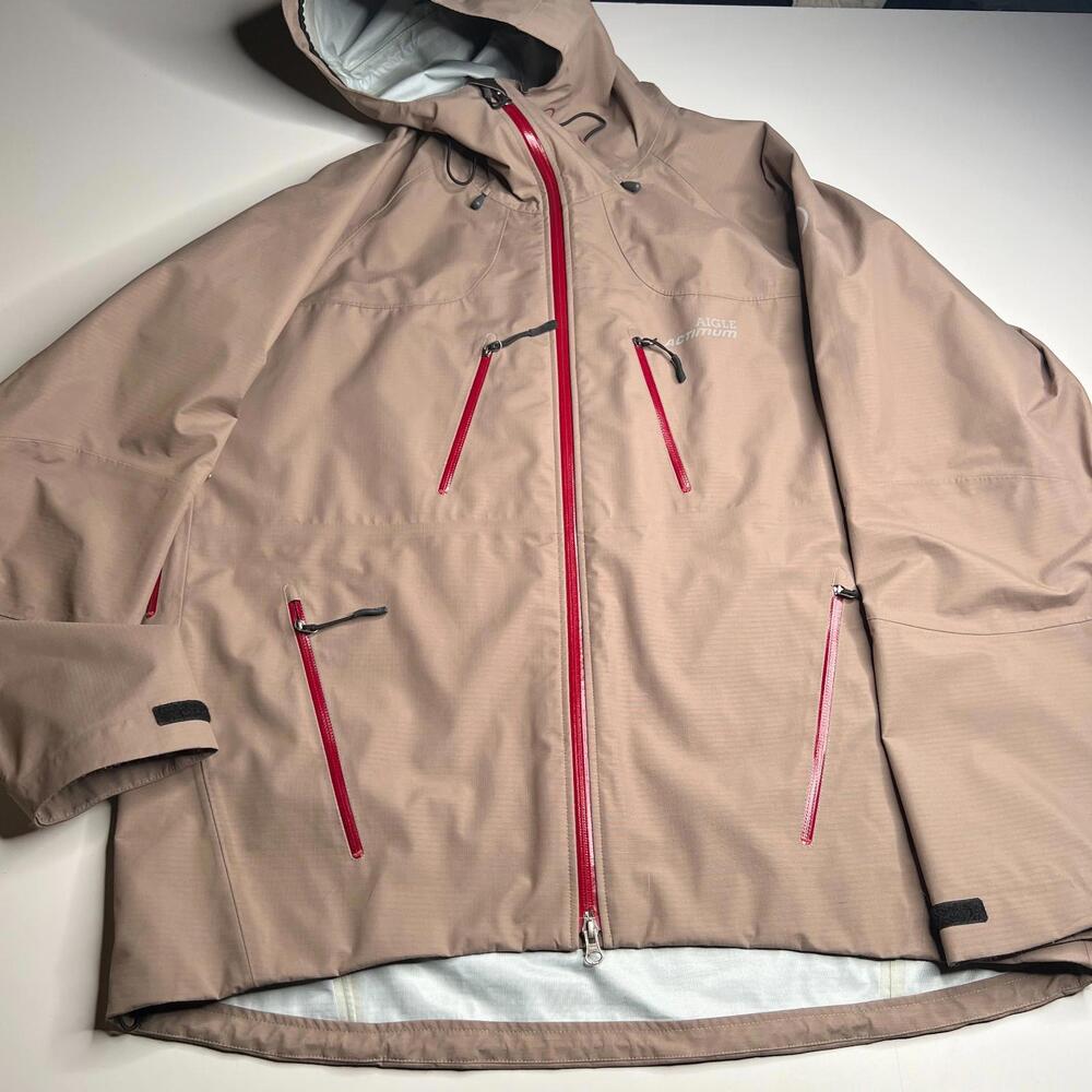AIGLE Actimum Waterproof‎ Hooded Jacket Men’s XXL Tan Outdoor Hiking Shell